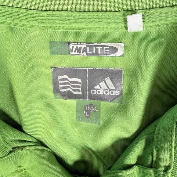 Adidas Green Short Sleeve Polo Shirt Mens Large Climalite Golf Slits bilaterial - Picture 5 of 8